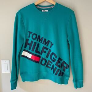 Tommy Hilfiger Denim Reed Green Graphic Logo Men’s Size Medium  Sweatshirt